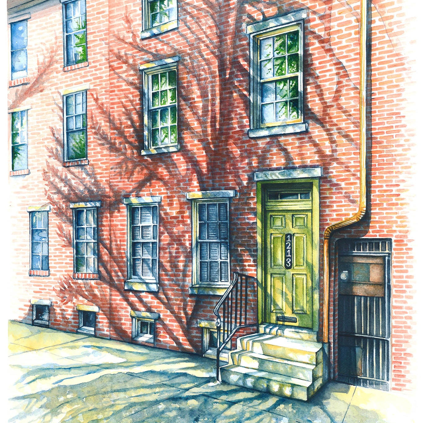 Rodman Street Philly - Watercolor Poster