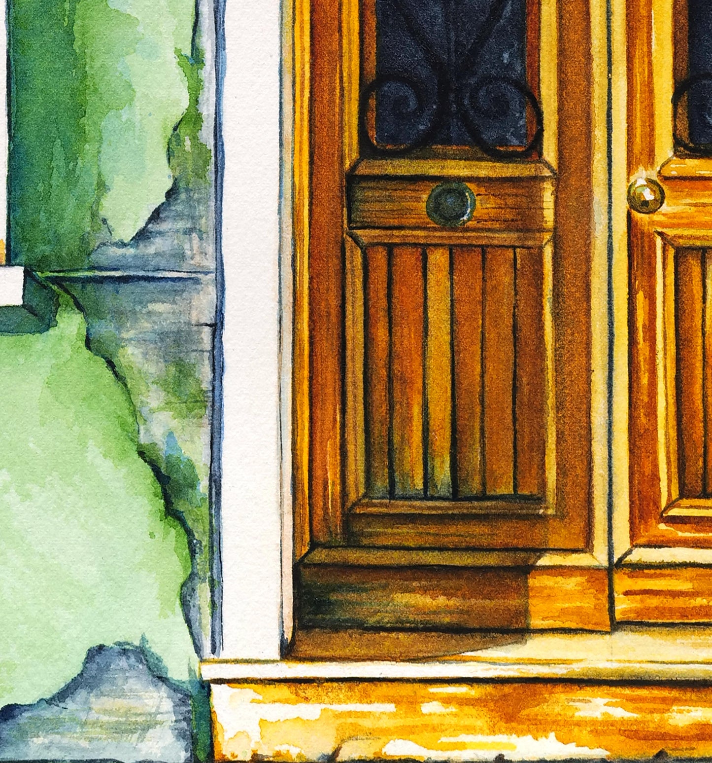 Clothesline on Green House - Giclée Watercolor Print