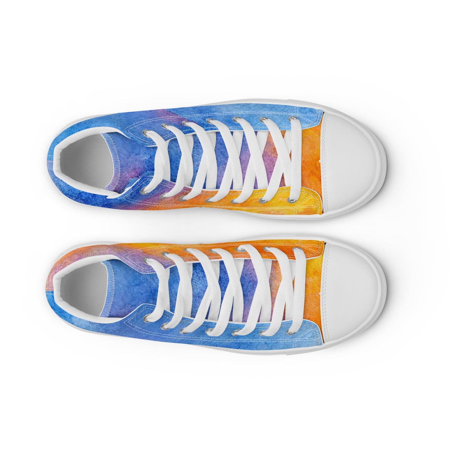 Women’s Watercolor Rainbow-High Top Canvas Shoes