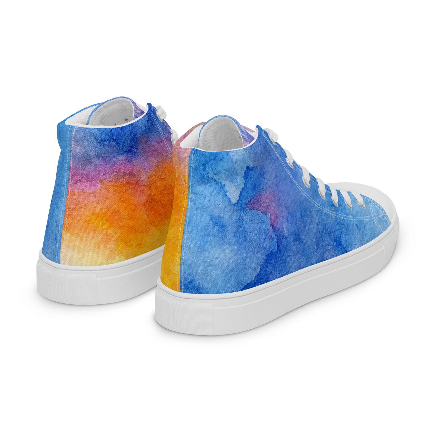 Women’s Watercolor Rainbow-High Top Canvas Shoes