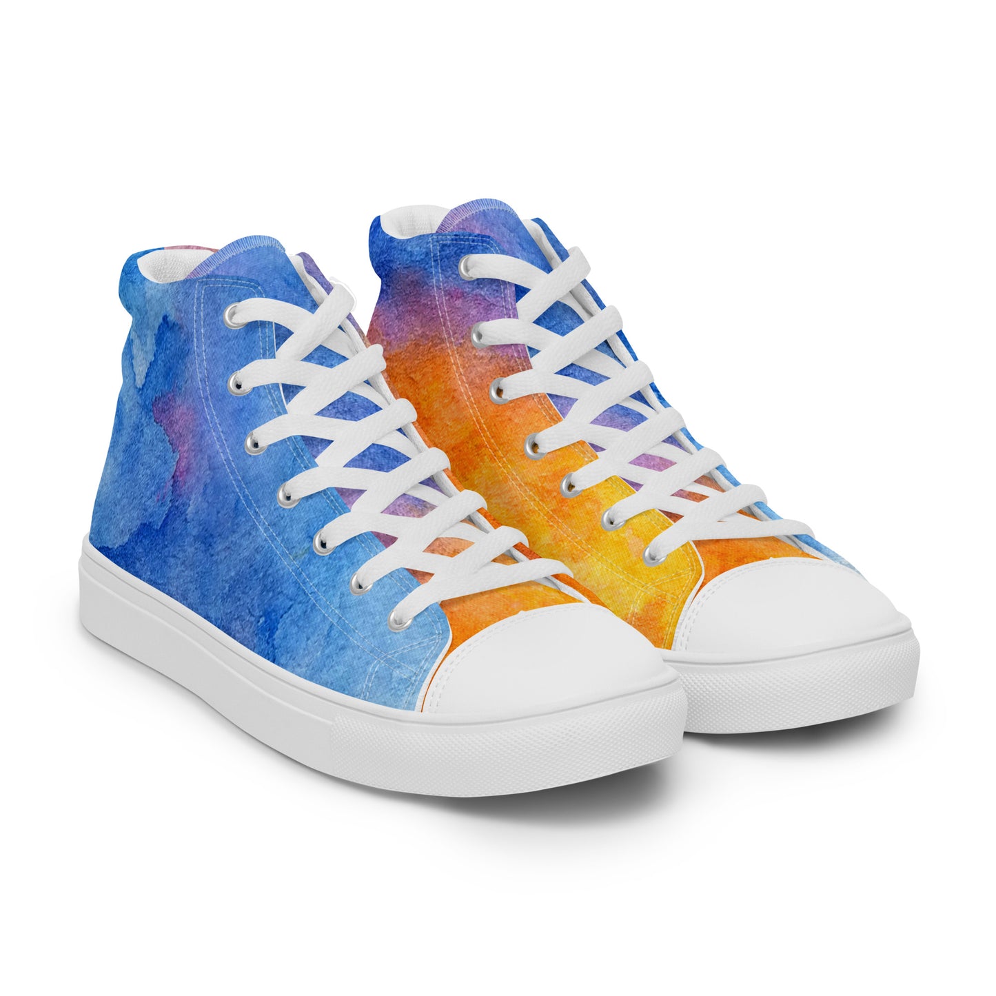 Women’s Watercolor Rainbow-High Top Canvas Shoes