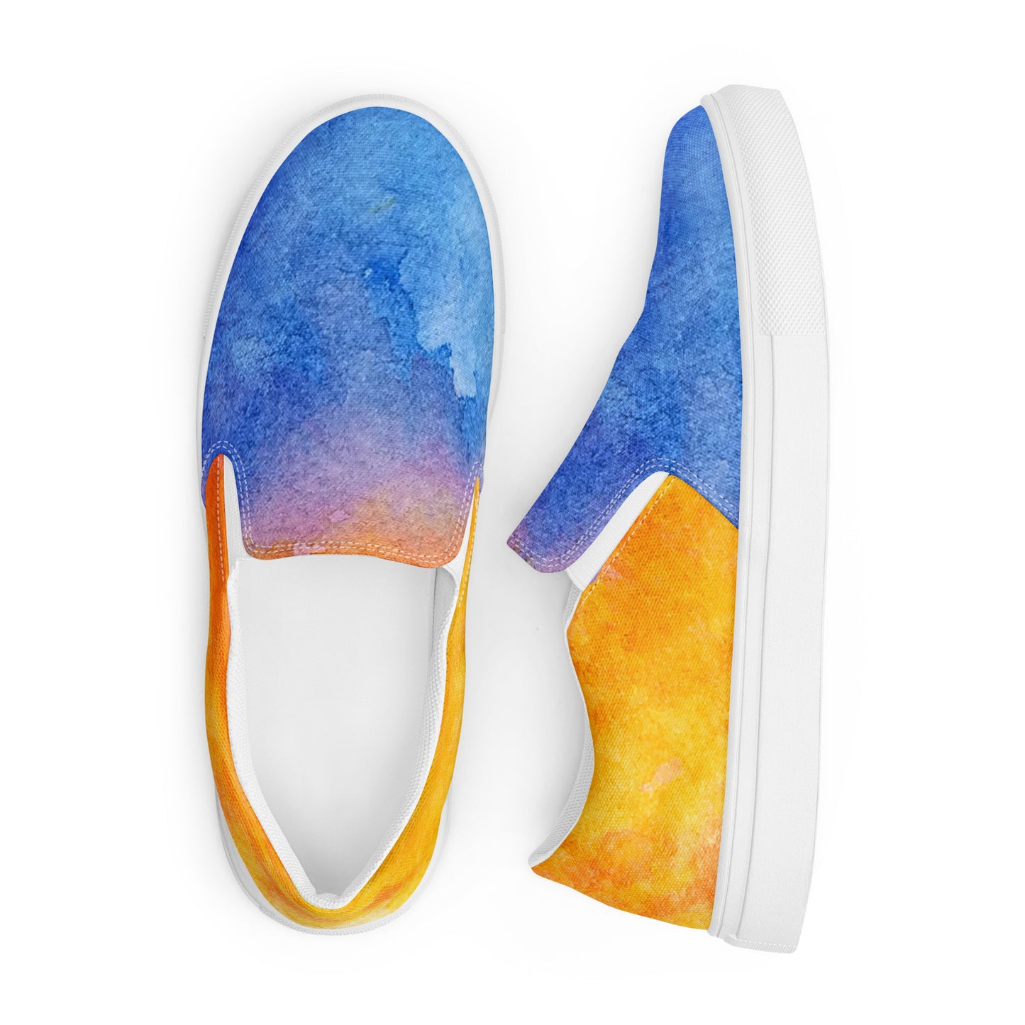 Rainbow Watercolor Inspired Women’s Slip-On Canvas Shoes