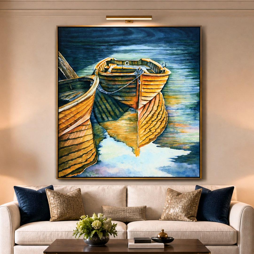 Colorful Row Boat Painting - Giclée Watercolor Print