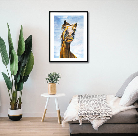 Funny Horse Painting - Giclée Watercolor Print