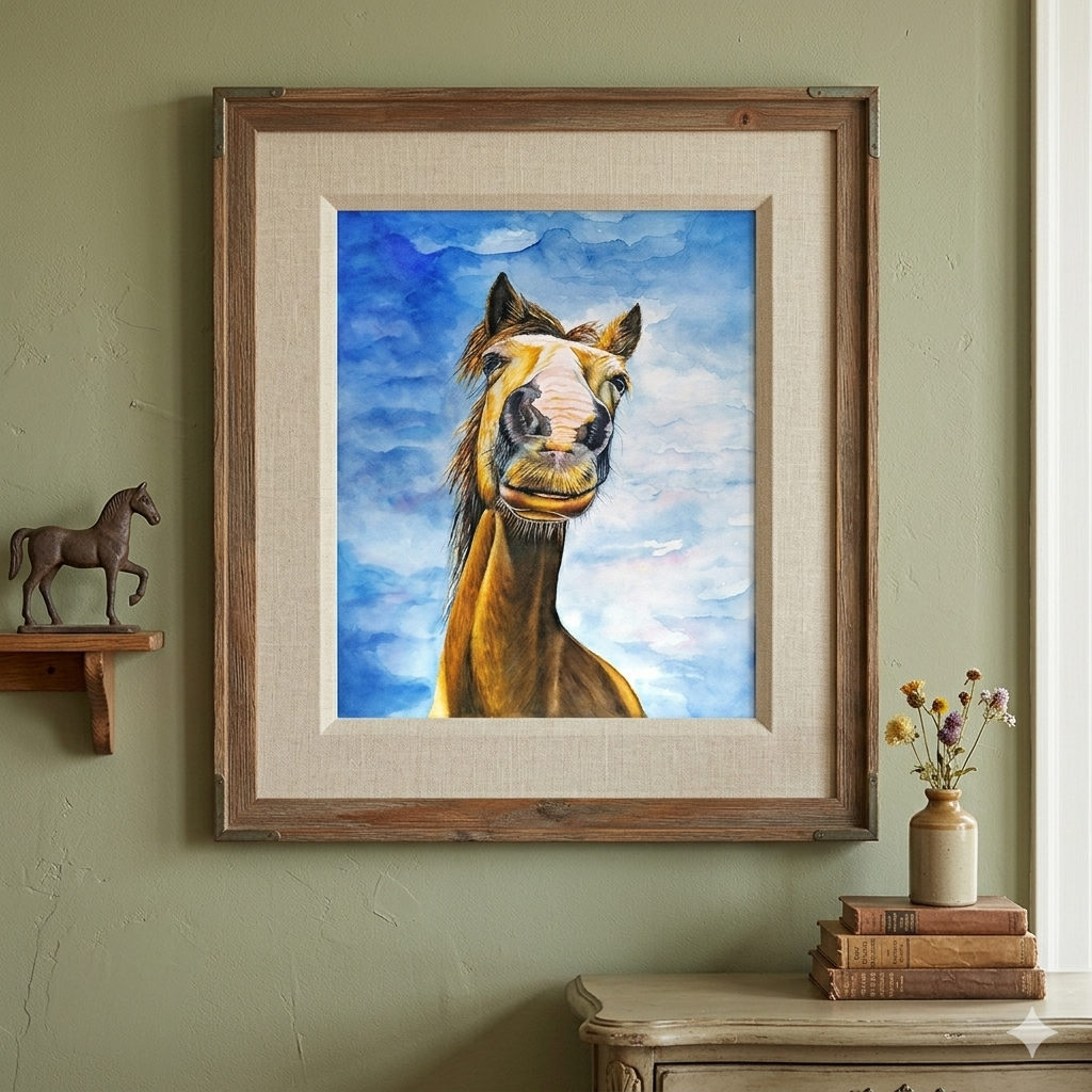 Funny Horse Painting - Giclée Watercolor Print