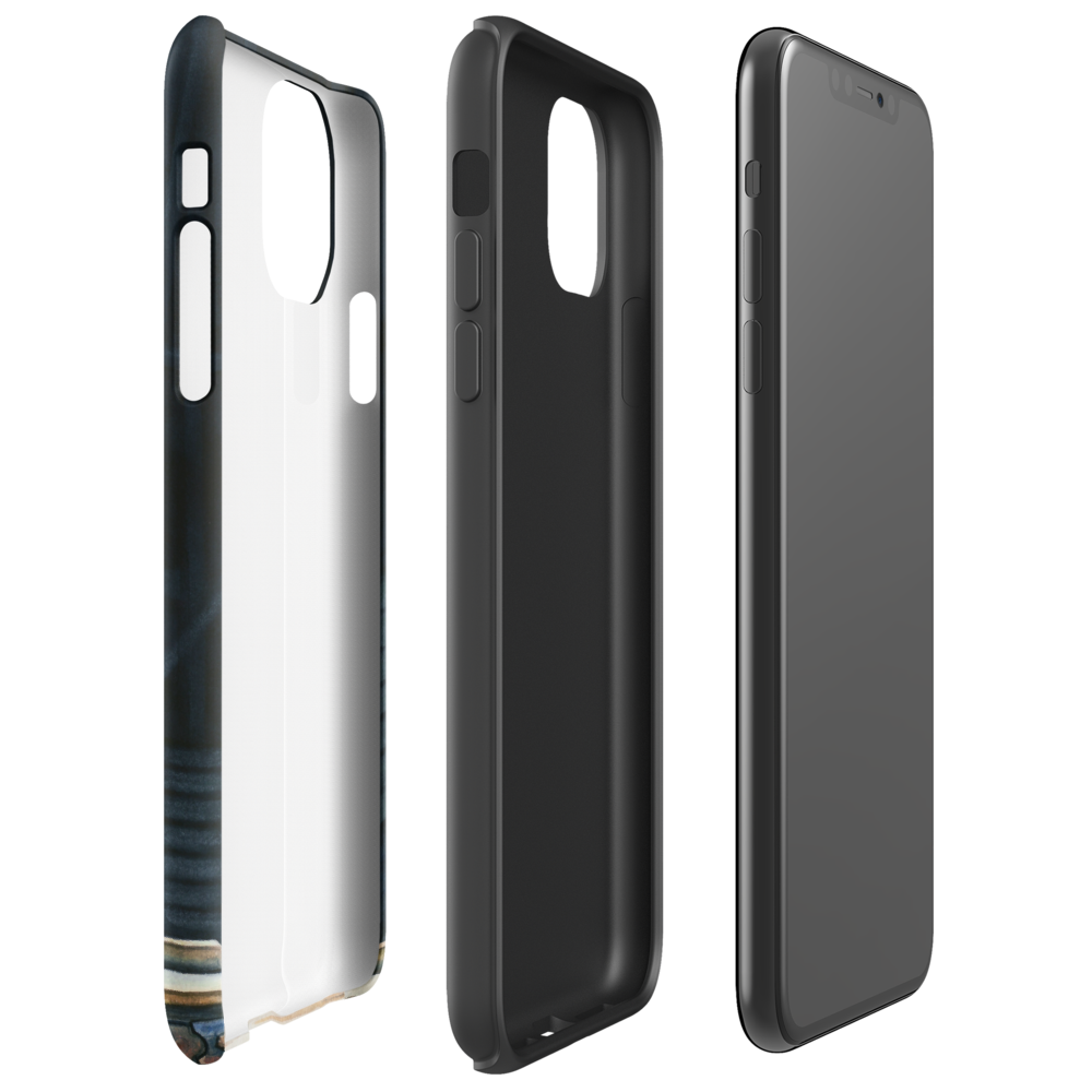 Black phone case shown from multiple angles on a white background