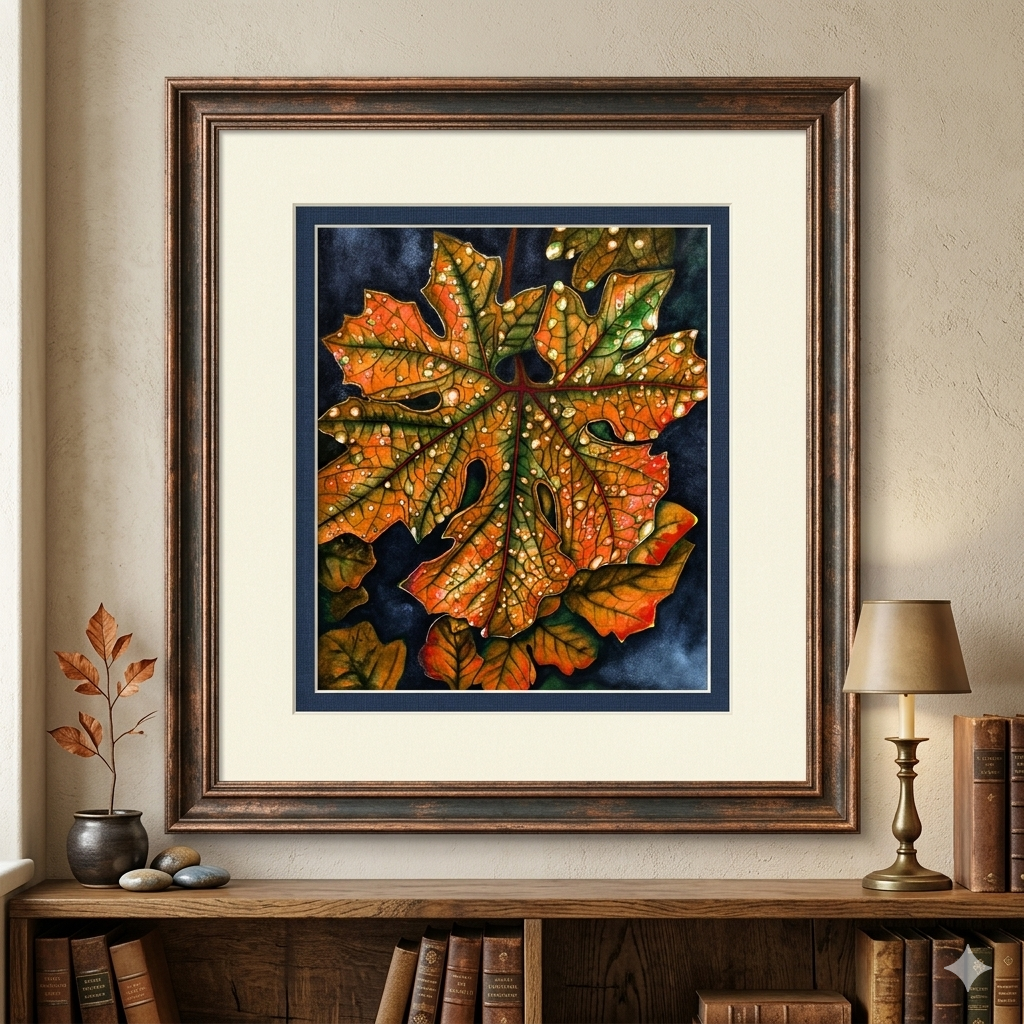 Orange Maple Leaf Painting - Giclée Watercolor Print