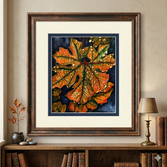 Orange Maple Leaf Painting - Giclée Watercolor Print