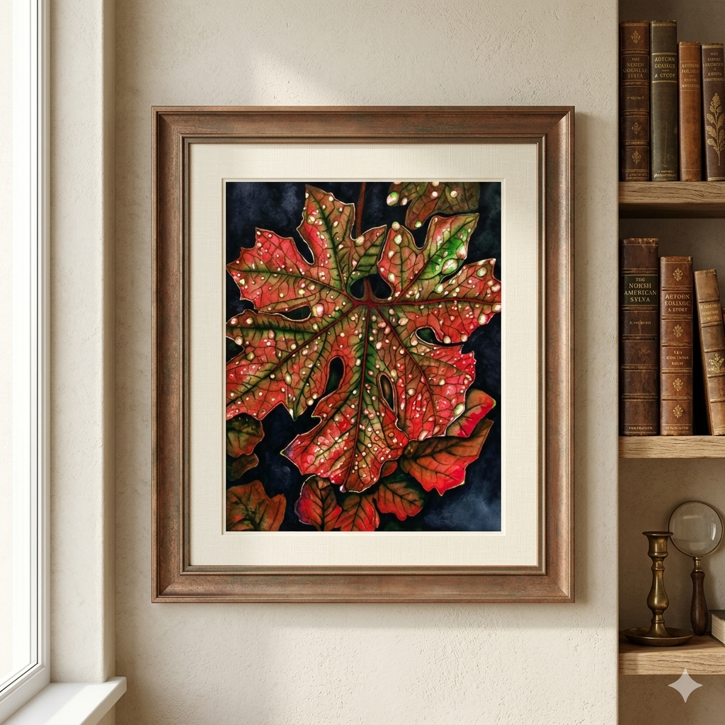 Red Maple Leaf Painting - Giclée Watercolor Print