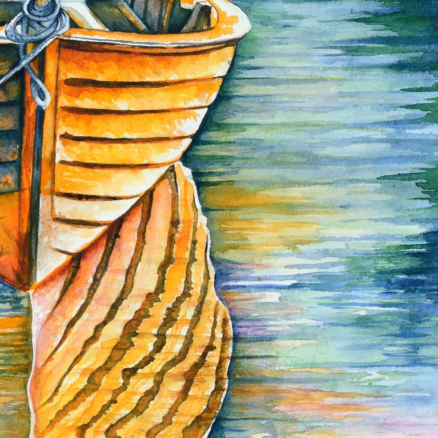 Colorful Row Boat - Giclée Watercolor Print