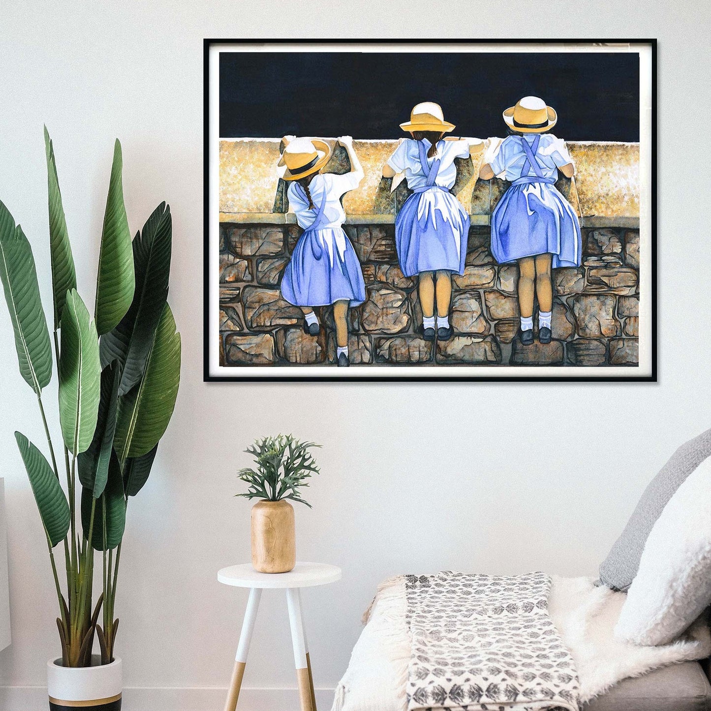 Blue Dress Girls - Giclée Watercolor Print