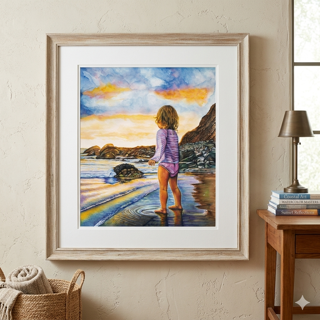 Shore Girl Painting - Giclée Watercolor Print