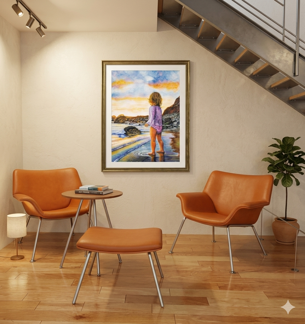 Shore Girl Painting - Giclée Watercolor Print