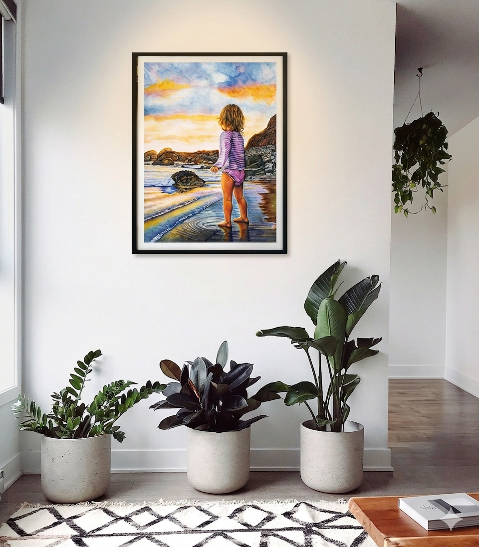 Shore Girl Painting - Giclée Watercolor Print