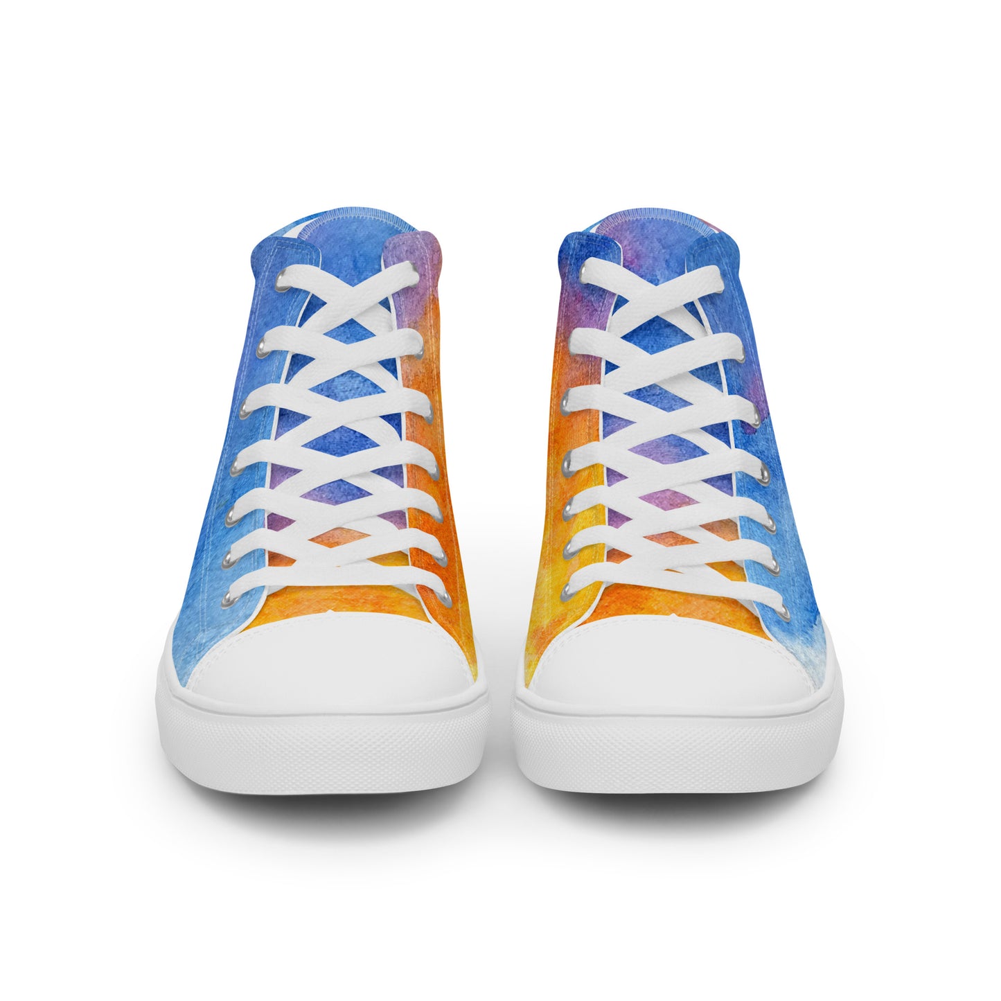 Women’s Watercolor Rainbow-High Top Canvas Shoes